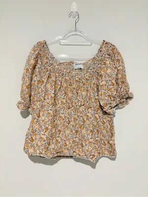 Old Navy Amber Floral Off-Shoulder puff Peplum Top Smocked Back and Lace Trim XL thumbnail 2