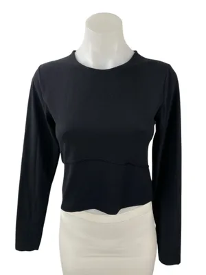 Aritzia TnAction Butter Bound Black Yoga Athletic Activewear Crop T-Shirt Top M thumbnail 1
