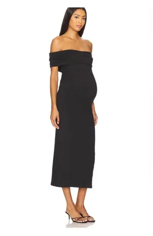Bumpsuit Bianca Midi Maternity Dress Black thumbnail 2