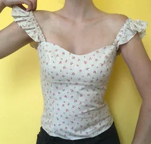 ianni bini retro coquette karen blouse flower garden ivory pink thumbnail 1