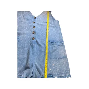 Umgee USA Blue Fringe Romper Women's L V-Neck Button Front Pockets Casual‎ thumbnail 5