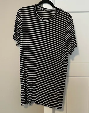 Brandy Melville Black and White Striped Tee Short Sleeve thumbnail 1