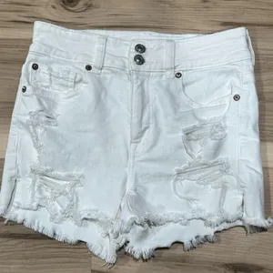 American Eagle White Super High Rise Shortie Shorts Women’s 2 thumbnail 1