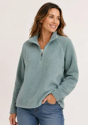 Eddie Bauer Aqua Fleece Quarter-Zip Pullover Women’s M thumbnail 1