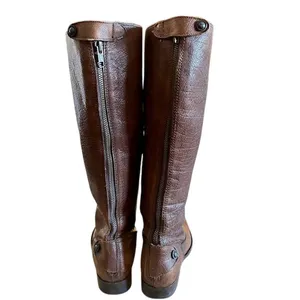 Frye Melissa Button Back Zipper Brown Leather Riding Boots, size 6 thumbnail 5