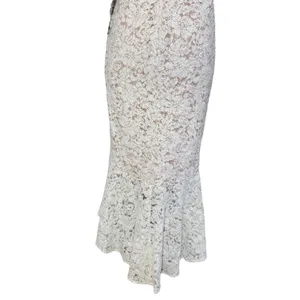 NIGHTWAY Mermaid High-Low Flounce Hem Lace Wedding Dress Ivory Sequin Sz 10 NWT thumbnail 11
