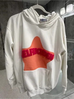 Aelfric Eden White Hoodie with Light and Dark Pink Star Flock Logo - Small (NWT thumbnail 1