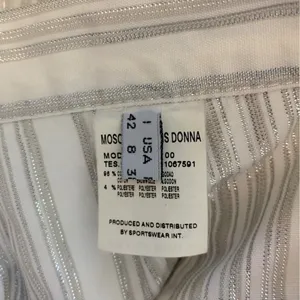 MOSCHINO White and Silver Stripe Cotton Blend Cropped Pants Size 8 thumbnail 6