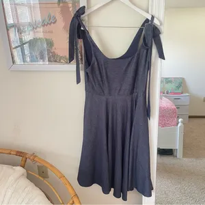Anthropologie Hutch Amara Tie Shoulder Scoop Mini Dress in Indigo Size Medium thumbnail 2