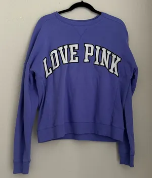 PINK Victorias Secret embroidered letters purple long sleeve crewneck sweater thumbnail 1