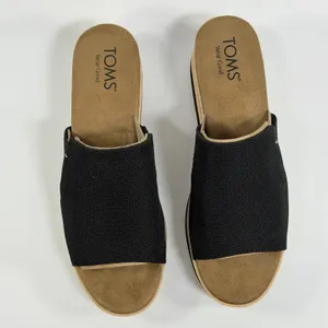 TOMS Size-8 Womens Diana Mule Platform Wedge Espadrille Black Casual Sandals thumbnail 9