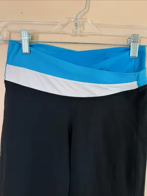 lululemon athletica Black Boot-Cut Yoga Pants with Blue and White Waistband thumbnail 3