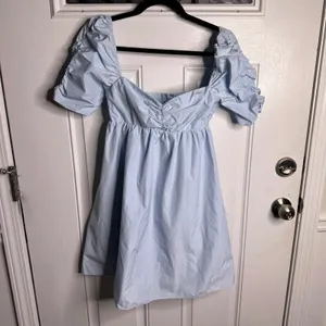 Amanda Uprichard Ariana dress blue babydoll coquette puff‎ sleeves small cottage thumbnail 2