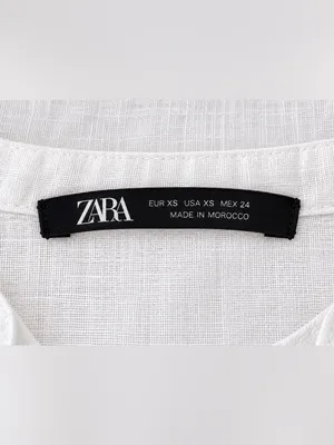 Zara 100% Linen Oversized White V-Neck Button Down Blouse XS Mandarin Collar thumbnail 6