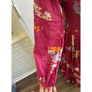 Free People Morning Glory Maxi Dress Small smocked lace boho cowgirl‎ maximalist thumbnail 4