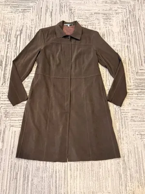 NEW In the Wash women's size 6 brown suede look long jacket thumbnail 3