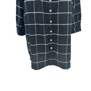 Madewell Collarless Shirtdress in Windowpane True Black‎ Size Medium thumbnail 5