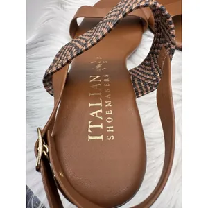 Italian Shoemakers Sandal Womens Size 10 Brown Woven Slingback Italy Block Heel thumbnail 8