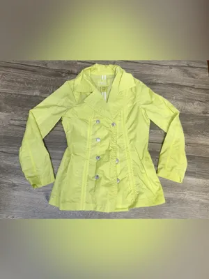Joujou Women’s XL Lime Yellow Waterproof Double Breasted Rain Jacket thumbnail 3