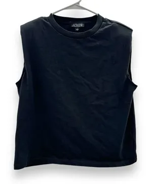 J. Crew Black Sleeveless Padded Shoulder Muscle Tee Shirt Sz‎ S thumbnail 1