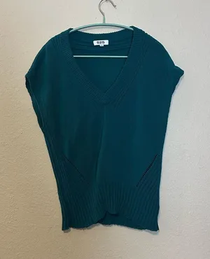 525 America Cream V-Neck Cotton Knit‎ Sweater Vest Size Medium thumbnail 1