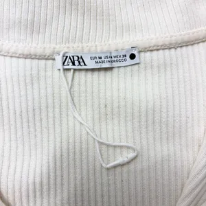 ZARA Sweater Dress Ivory Short Sleeves Quarter Zip Ribbed Knit Size Size M‎ thumbnail 6