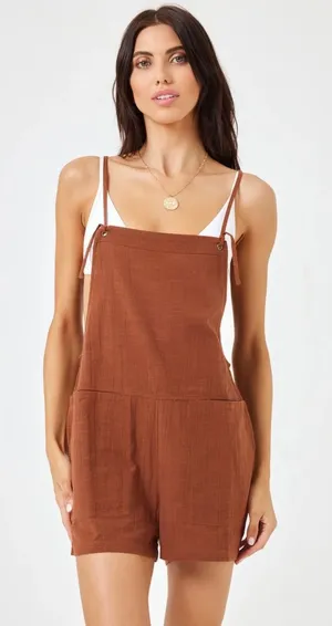 L*Space Indy Romper 100% Cotton Terracotta Brown Size Large thumbnail 1
