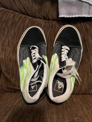 Neon Flame Vans Green Old Skool thumbnail 4