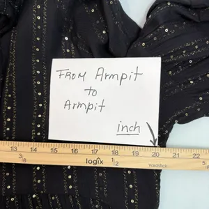 Anthropologie Size-M Womens Quinn Tunic Top Black with Gold‎ Metallic Sequins thumbnail 5