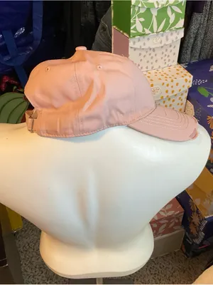 Pink Distressed Baseball Cap with Navy Script thumbnail 4