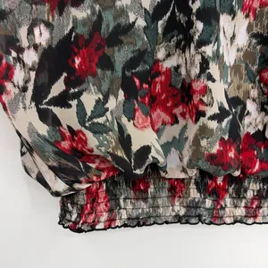 Alyx Floral Chiffon Top Sz 3XL Whimsigoth Smocked Dolman Sleeve Dark Romantic thumbnail 4