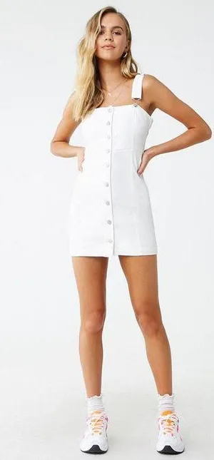 Forever 21 White Denim Mini Button Dress thumbnail 2