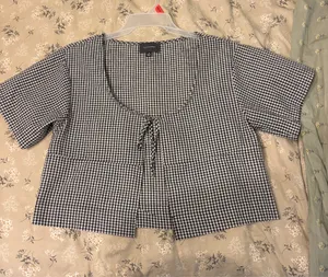 Dress Up Gingham tie front blouse thumbnail 2