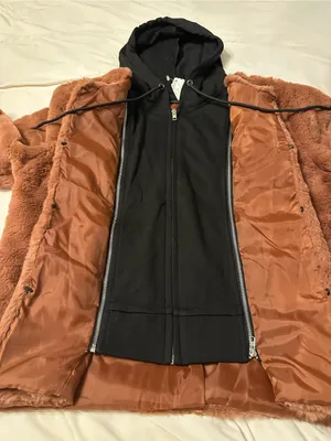 Carolyn Hoodie Jacket - Faux Fur Hooded Jacket - Pecan & Black - NWOT - Size S thumbnail 5