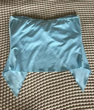 Blue strapless crop top with bow detail #croptop #festival thumbnail 2