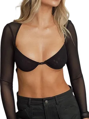White long sleeve sheer top thumbnail 2