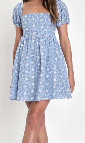 Lulus Blue Floral Mini Dress  thumbnail 1