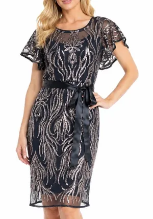 R&M Richards - Two-Tone‎ Sequin Sheath Cocktail Dress thumbnail 1