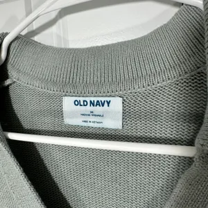 NWT Old Navy Polo Sweater Women M Silver Sage V-Neck Collared Shaker Knit Cotton thumbnail 3