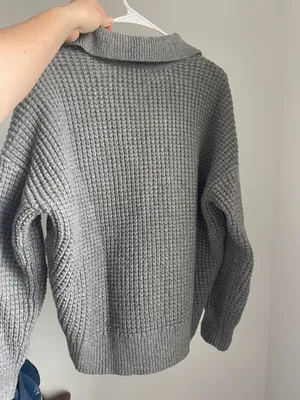 Madewell Gray Knit Collared Sweater thumbnail 4