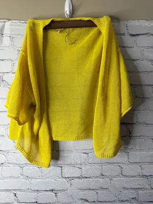 Free People Sunny Yellow Open-Front Knit Cardigan size small thumbnail 6