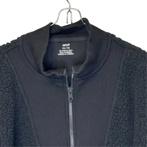 Aerie Womens Sweatshirt Sherpa 1/4 Zip Fluffy Oversized Long Sleeve Black XXL thumbnail 2