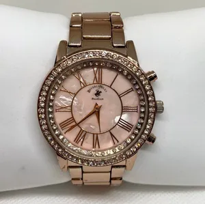 Beverly Hills polo club women’s watch rose gold tone rhinestones 40mm 6” running thumbnail 1