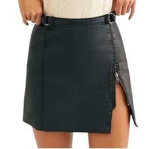 Free People Midnight Magic Faux Leather Mini Skirt Size 4 Black thumbnail 1
