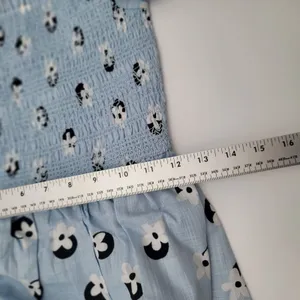 Kate Spade Sz XS Floral Dot Smocked Midi Dress Blue Puff Sleeve NWOT Cottagecore thumbnail 7