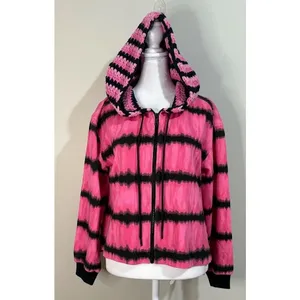 Alice + Olivia Zip Hoodie Womens‎ S Pink Black Tie Dye Crochet Excellent CC102 thumbnail 2