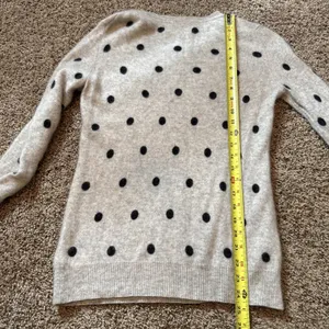 Cynthia Rowley Sweater Womens Medium Gray 100%‎ Cashmere Polka Dot Crew Neck thumbnail 6