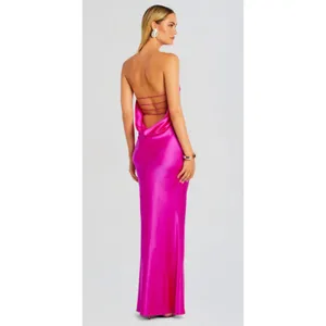 Retrofête Keaton Silk Maxi Dress Neon Pink Size‎ L NWT thumbnail 4