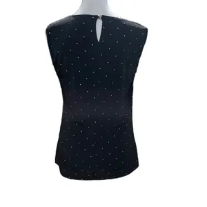 Calvin Klein Black Silver Studded Sleeveless Keyhole Back Tank Top Size Small thumbnail 6