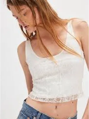 Free People Cosette Corset Tank Blouse White thumbnail 1
